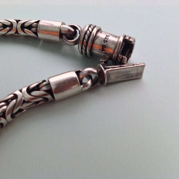 Sterling Silver 925 Byzantine Bracelet w Barrel Clasp 7.5" - Picture 13 of 15